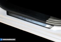 omsaline-4018091p Хром накладки на дверные пороги (нерж.) Kia Rio 2011-2017 / 4 шт. Flexill с лого Rio