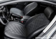 seintex-88586 Чехлы салона Volkswagen Polo Sedan 2010-2018 (зад. сид. 60/40) Эко-кожа, Ромб /черные